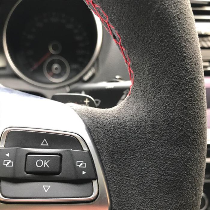 Hand-Stitched Genuine Nappa and Suede Leather Steering Wheel Cover for Borgward BX7/BX5
