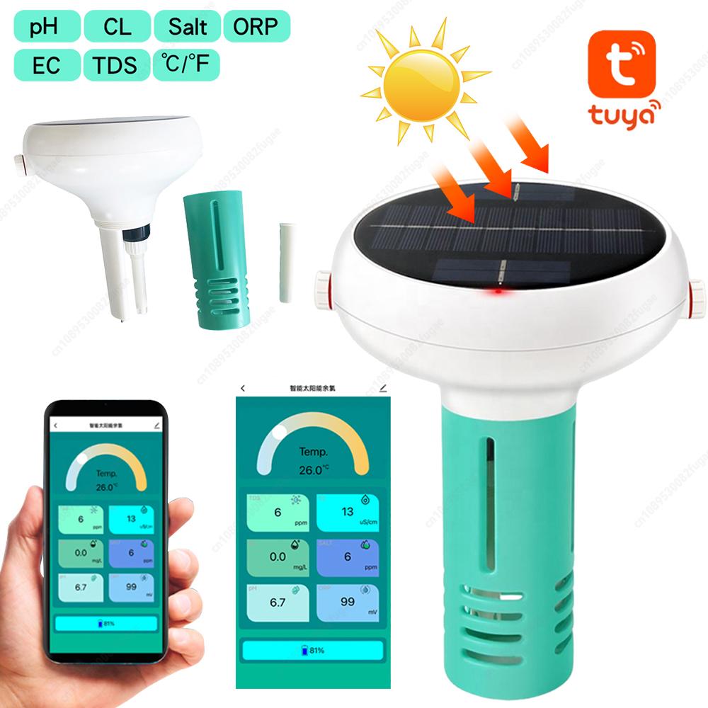 7 In 1 PH/ORP/EC/TDS/Temp/CL/Salt Test Meter Bluetooth-Compatible Water Quality Tester Work with APP Pool Salt Tester for Pools