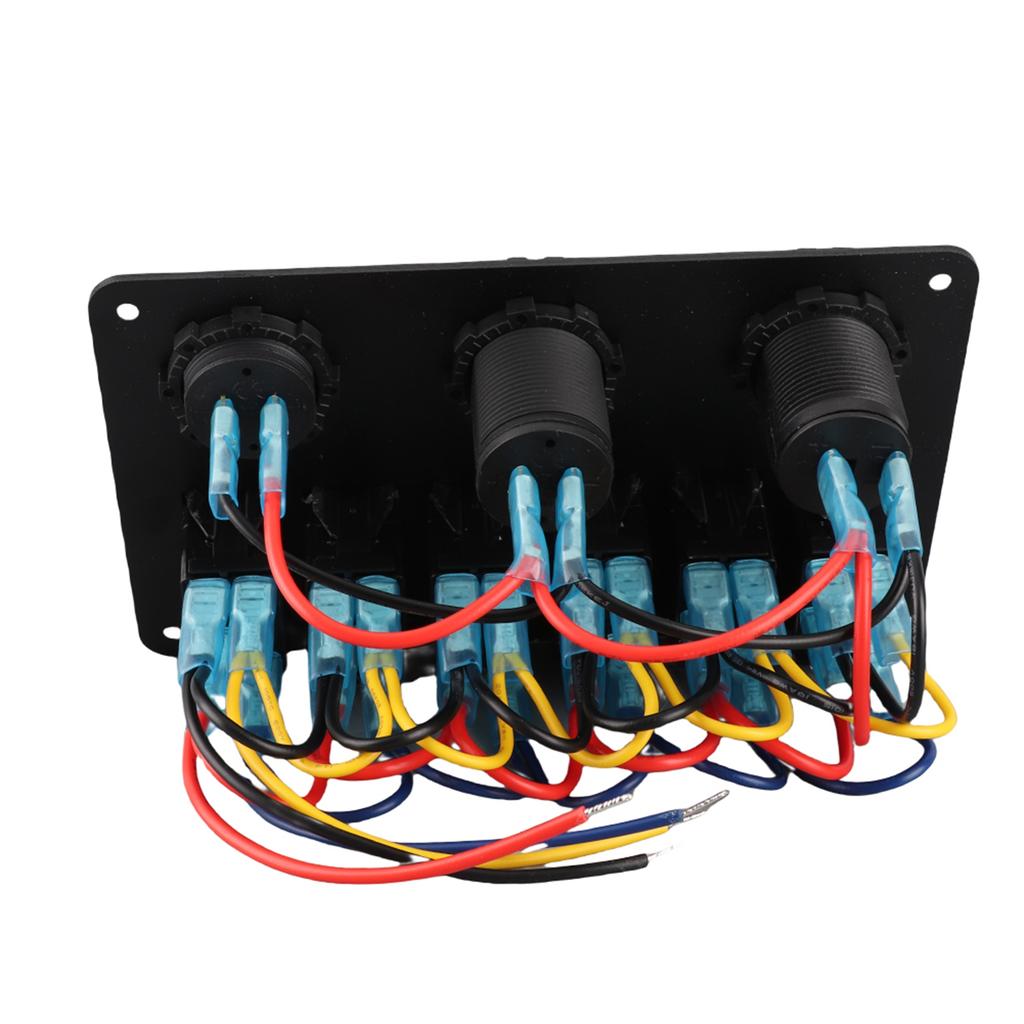 6 Way LED Car Boat Rocker Switch Panel USB Socket Cigarette Plug Voltmeter