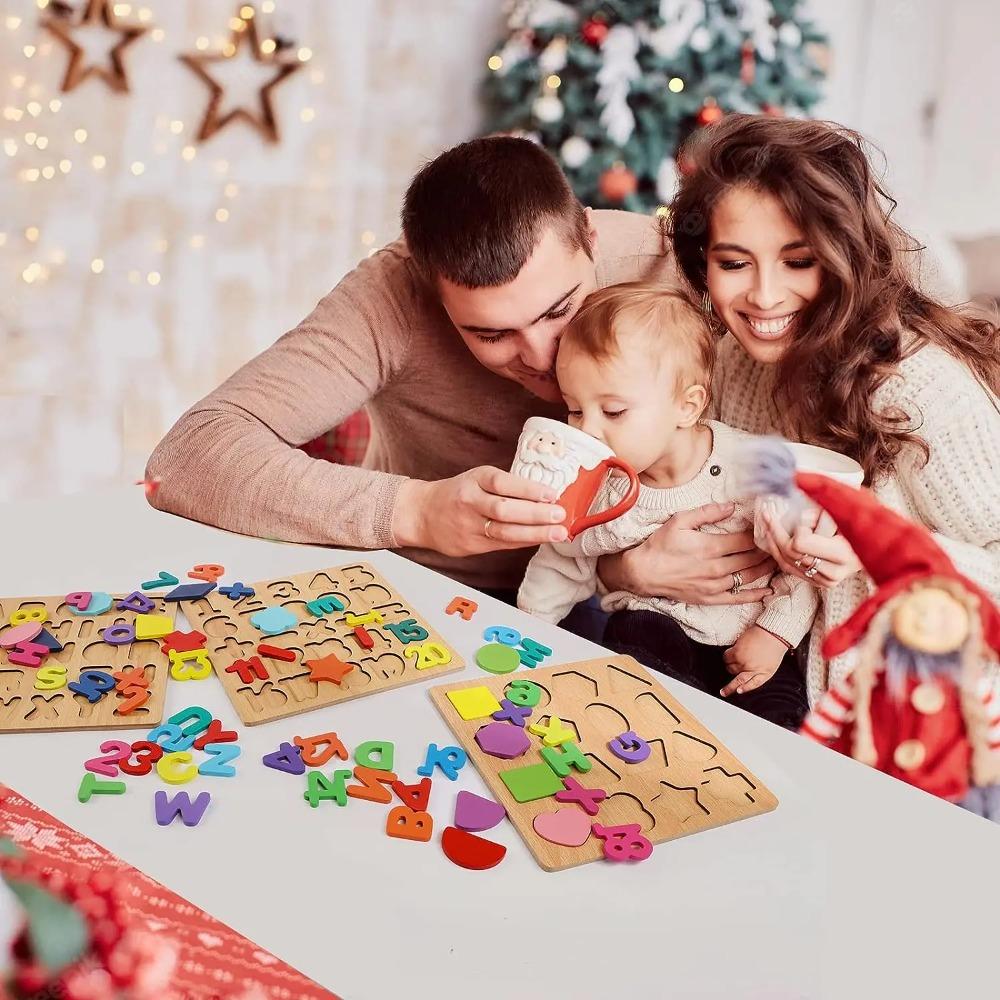 Holzpuzzles Spielzeug für Kinder 3 Jahre Alphabet Zahlen Kinder Montessori Pädagogisches Lernspielzeug abc Buchstaben Vorschulgeschenk