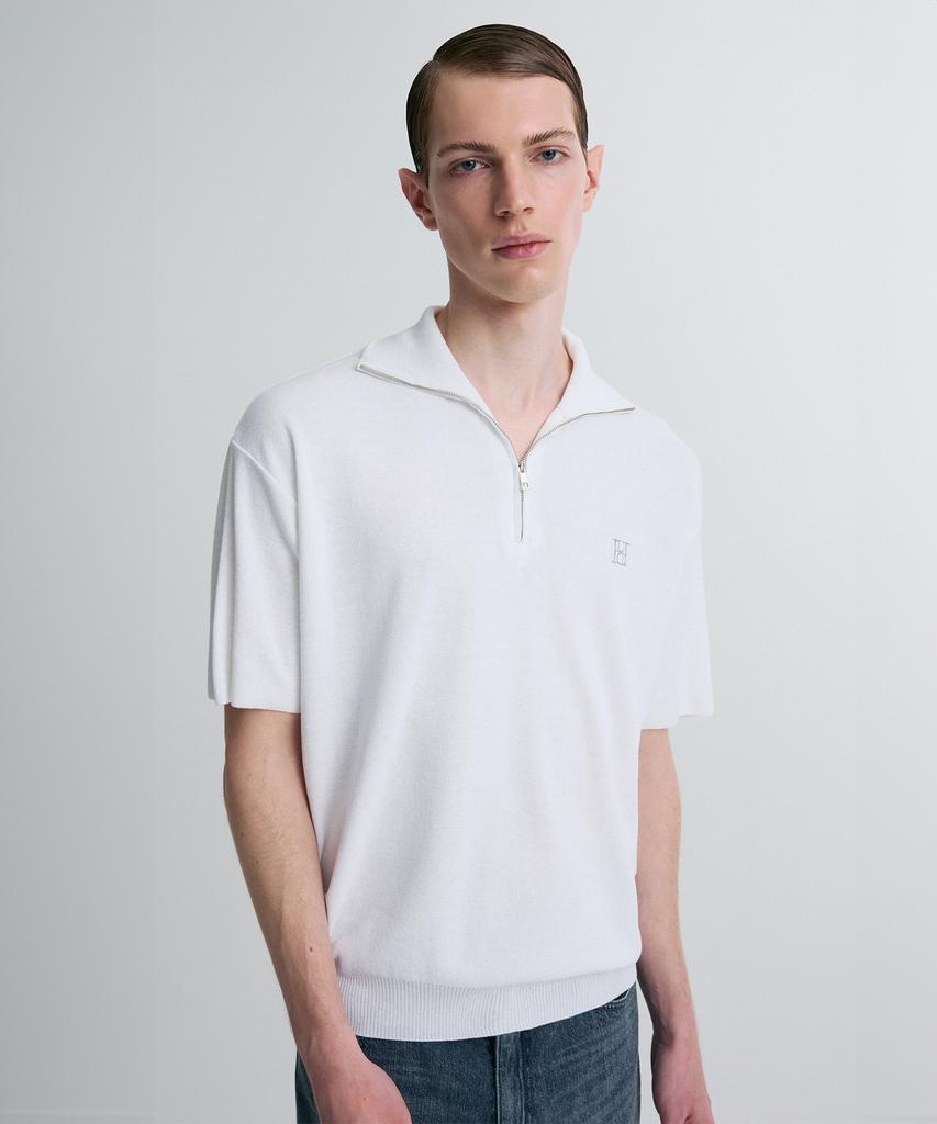 Liimaen Quarter-Zip Knit Polo Shirt White