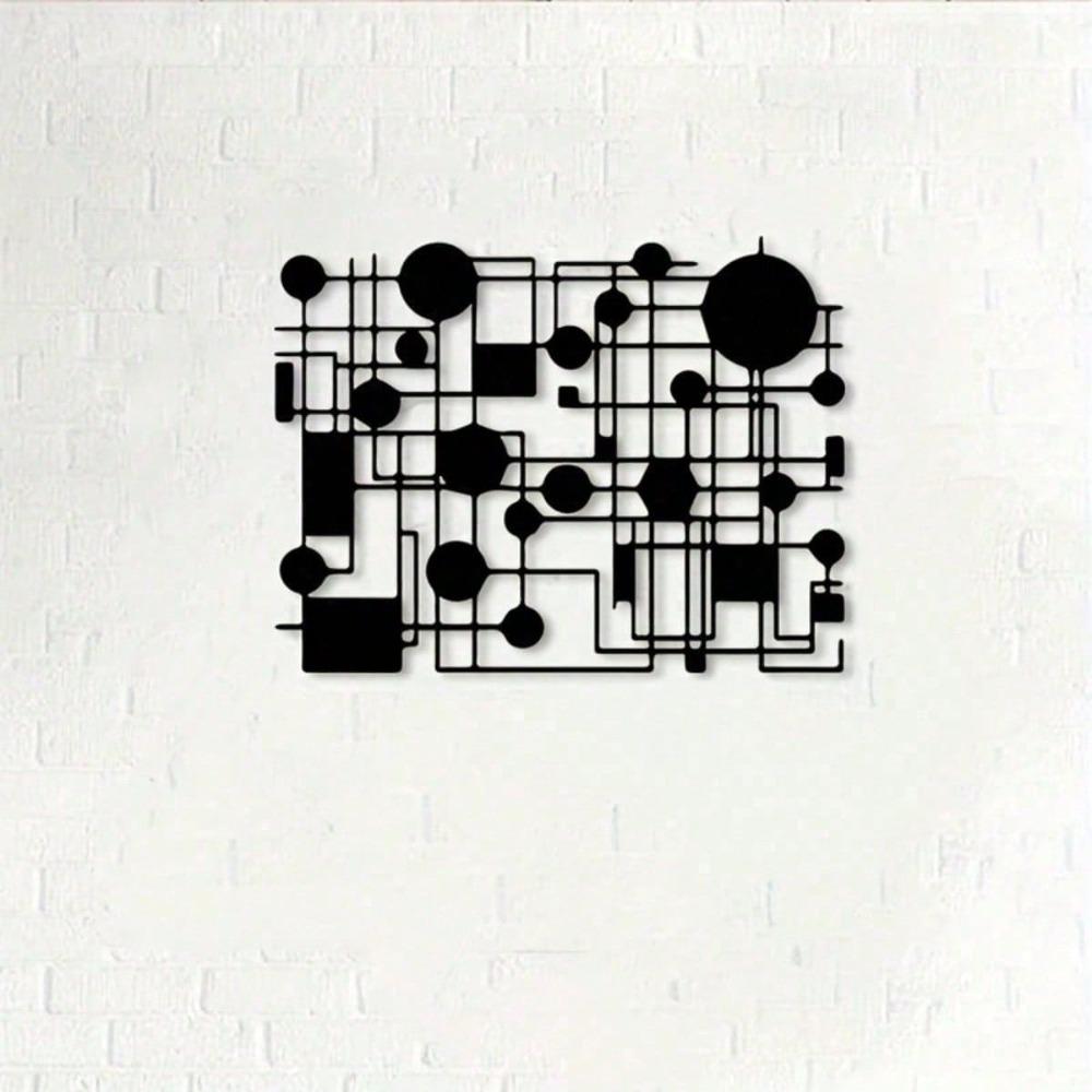 Modern Black Geometric Metal Wall Decor for Indoor Outdoor Use