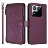 For Xiaomi 15T Leather Case Butterfly Floral Imprint Zipper Wallet Stand Cover with Wrist Strap
