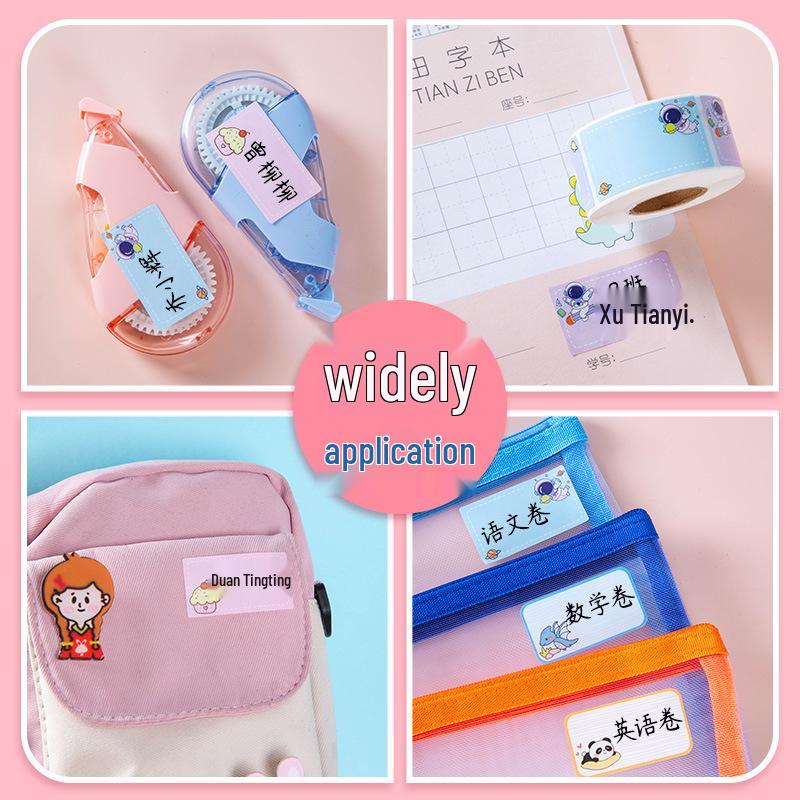 Cartoon Name Stickers for Kids: Self-Adhesive Labels for Books & School Supplies