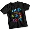 Ich bin 7 Das ist 7. Geburtstag Cartoon Mathe Kinder T-Shirt Jungen Mädchen Spaß Alter Sieben