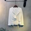 C S In The Room Ribbon 3 Tier Layered Short Sleeve Tee Frill Cardigan Set 2Color