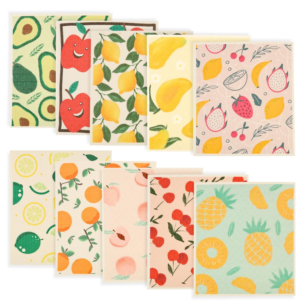 10Pcs Swedish Dishcloth High Water Absorbency Quick Drying Dish Rag Kitchen Cleaning Cloths Dish Towels Wet Dry Dishcloths