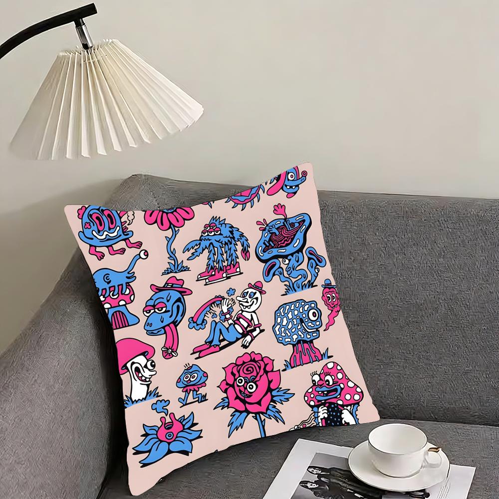 KKiller AAcid Anime Cushion Cover Elegant Comfort Pillowcase Sofa Bed Doublesided Printed Invisible Zipper Home Decor 30x30cm