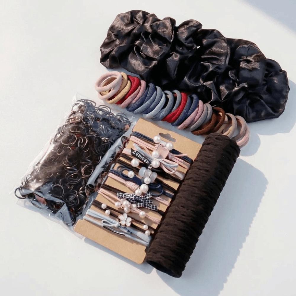 1087Pcs Neutral Color Hair Accessories Kit Multi-Style Ponytail Holders Pack for Women Girls