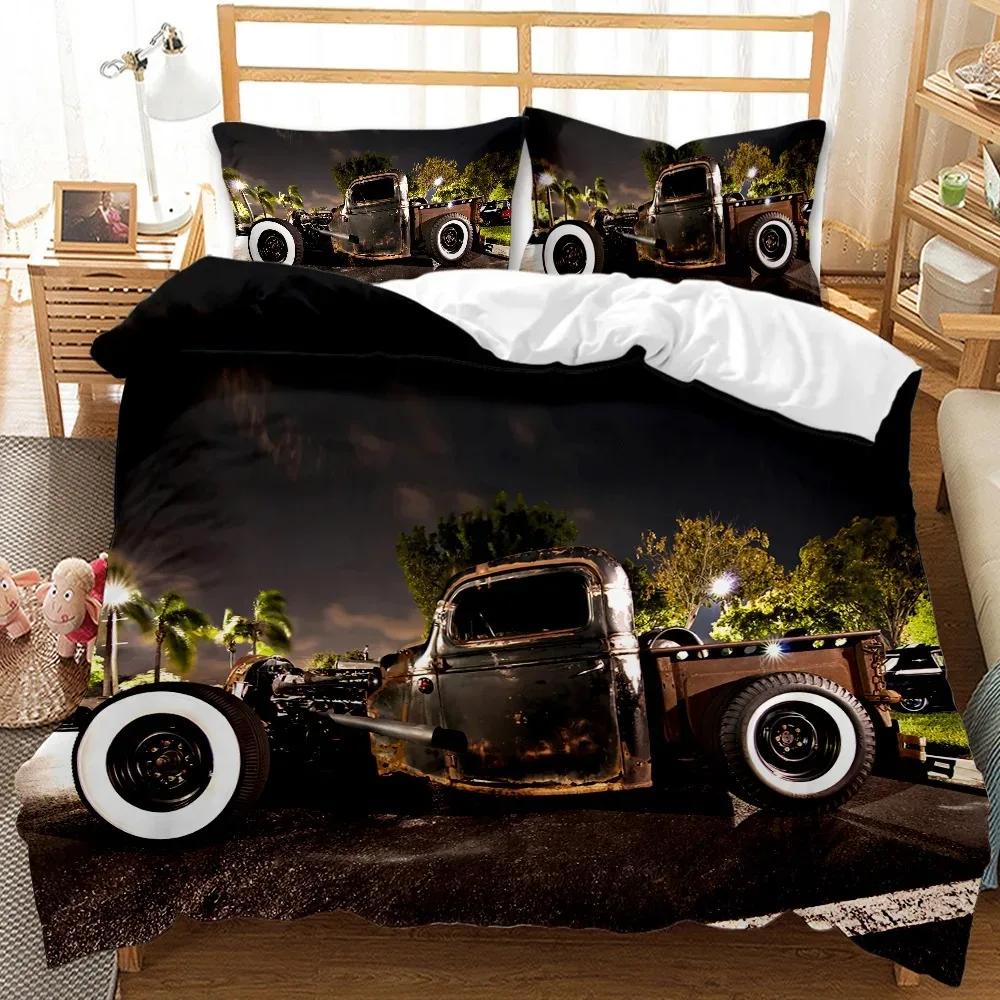 Comforter Vintage Classic Car Automobile Mechanic Nostalgic 50S Bedding Set Twin Queen King Full Polyester