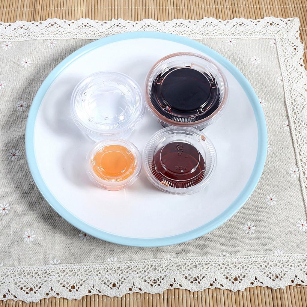 4 Sizes Disposable Plastic Clear Sauce Chutney Cups Boxes With Lid Food Takeaway Hot Chutney Cup Clear Sauce Cup Sauce Cup