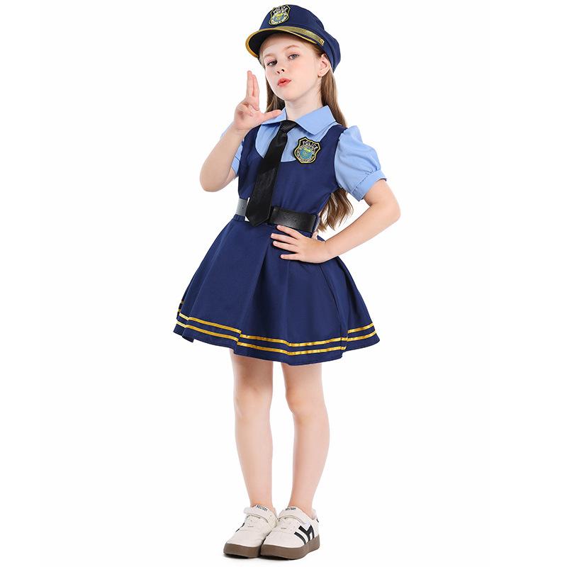Zootopia Judy Hopps Police Officer Costume for Kids Bunny Police Outfit Full Set for Girls Halloween Party Clothes