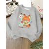 Kids Unisex Crewneck Sweatshirt, Cute Cartoon Fox Nick Rabbit Heart Print Long Sleeve Pullover, Soft Kids Sweatshirt For Boys Girls Over 4 Years Old
