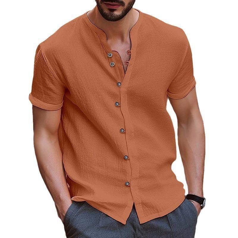Men's Retro Button Cotton-Linen Casual Short-Sleeved Shirt - New Hawaiian Fashion