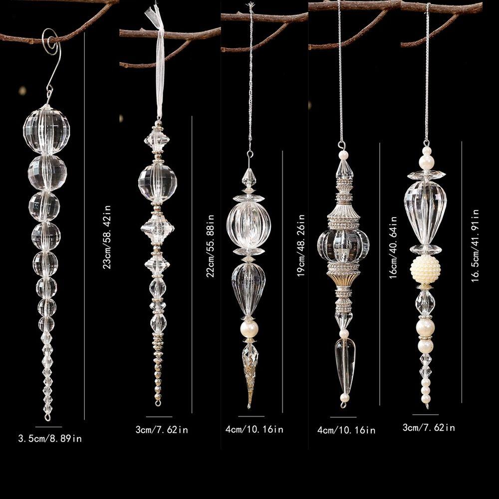 Transparent Christmas Hanging Ornament Beaded Christmas Pendant Holiday Home Decoration