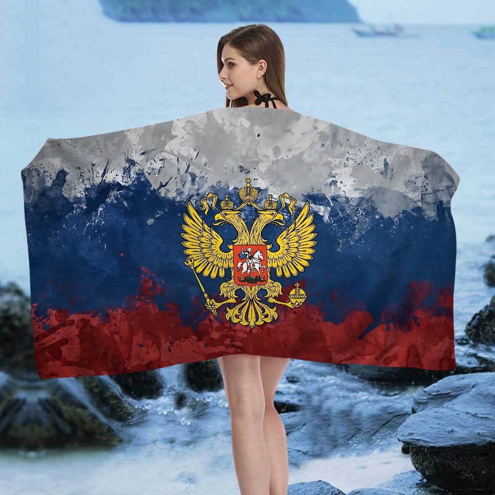 R-Russia Flag Microfiber Blanket Quick Drying Beach Towels Oversized Printing Super Absorbent Pool Towel Blanket