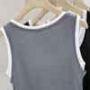 Sibaishe Women's Color Block Fake Two-Piece Tank Top
