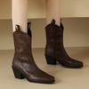 Vintage Ankle Boots for Women Autumn Winter Black Brown Short Boot Wedge Low Heels Footwear Riding Shoes Ladies Brand Large Size
