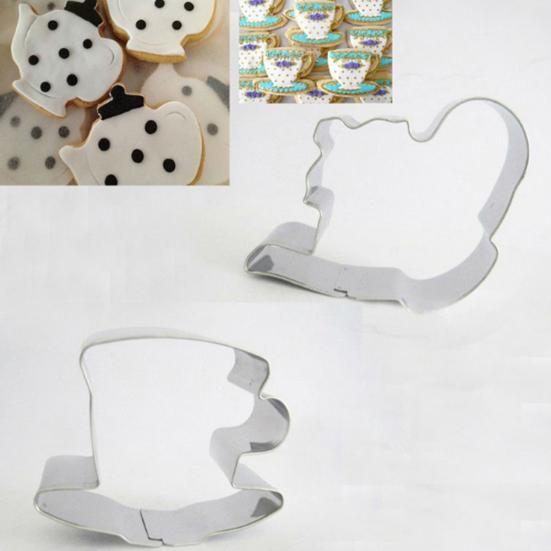 2Pcs Teapot Tea Cup Set Cookie Cutter Stainless Steel Fondant Cake Mold Tool