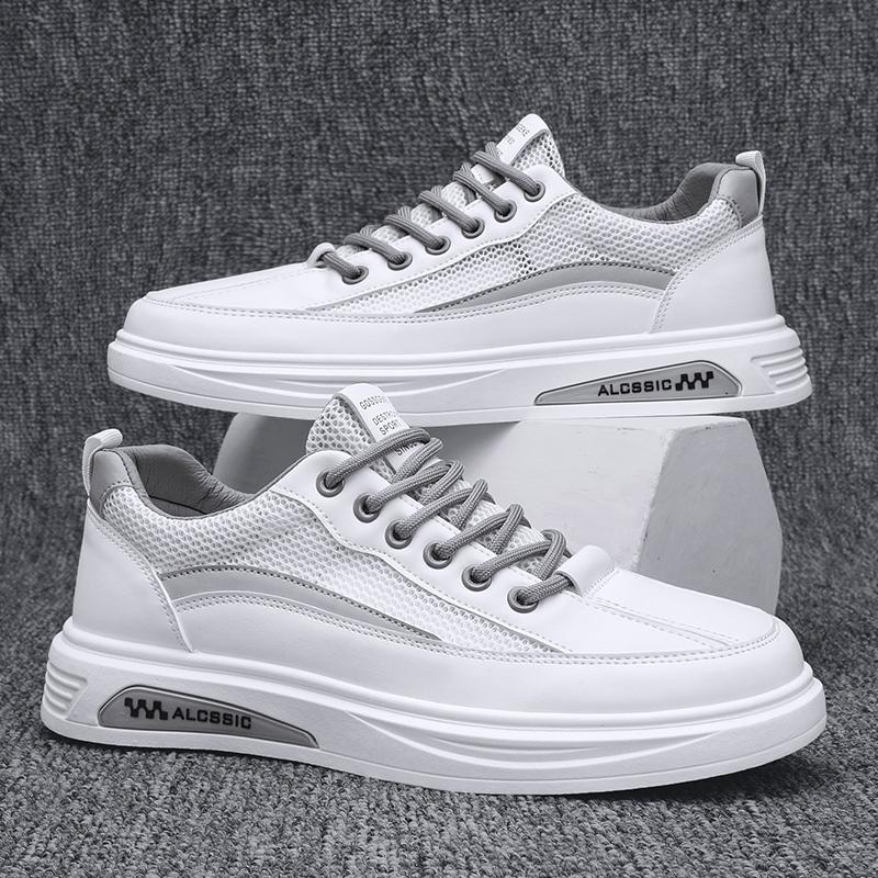 Fashion 2025 Men's New Spring Summer Mesh Shoes Casual Sports Shoes Soft Bottom round Toe Flat Heel Breathable White Trendy Shoes