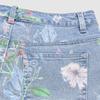 Damen Klassische High Waist Jeans-Shorts mit Blumendruck Fünf Zoll Schrittlänge Lässige Passform Sommer-Unterteile