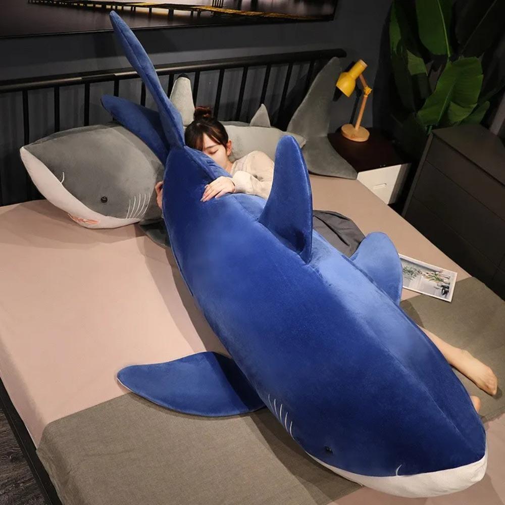 90cm Plush Giant Shark Toy Sea Fish Doll Animals Long Sleeping Pillow Cushion Stuffed Birthday Gifts For Boys Baby