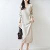 Women Sweater Dress 100% Wool TIDENOVEL V-neck Knit Long Pullover Winter Jumpers Wool Long Dress Female