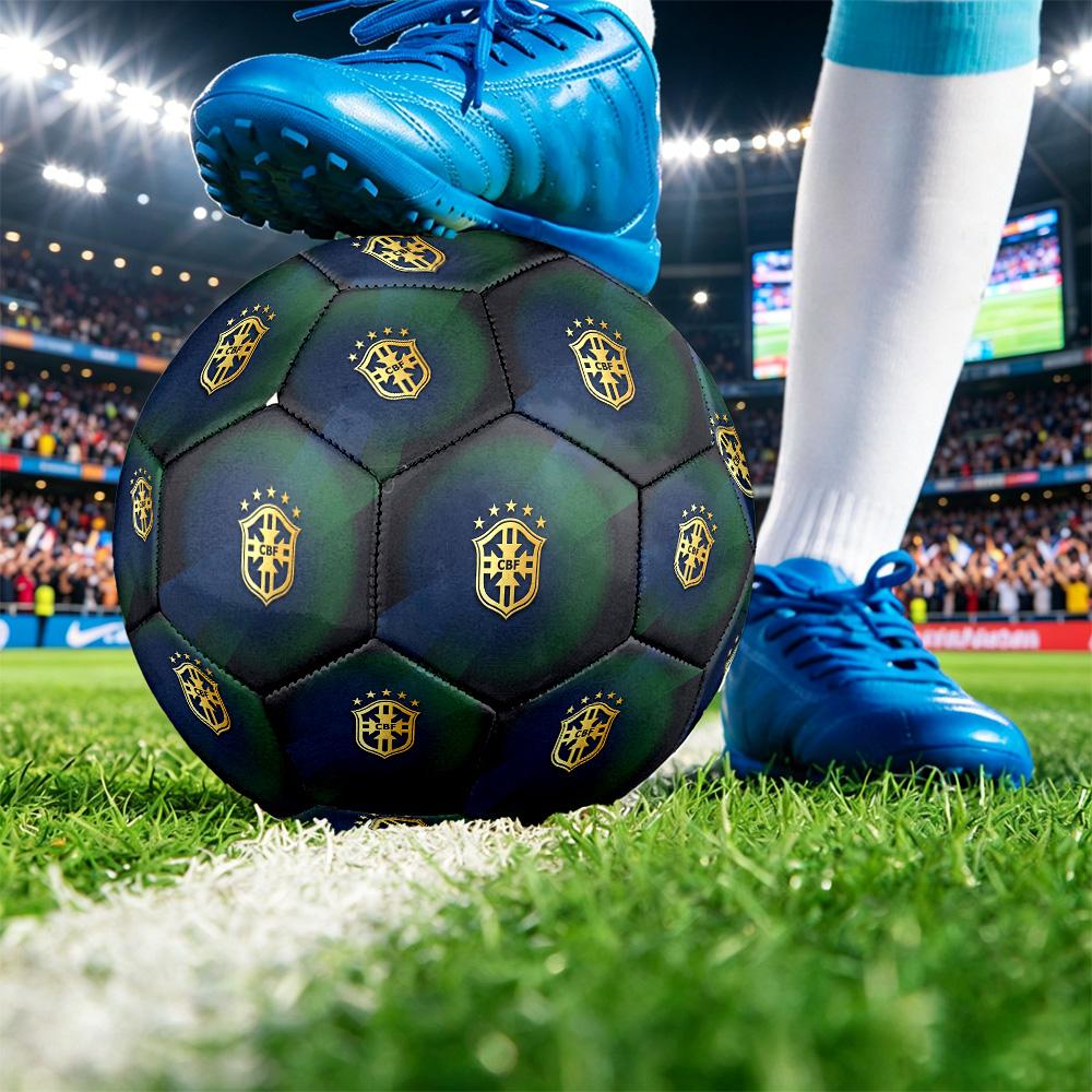 Brasilien Fußball Aufdruck Größe 5 Fußball Ball Verschleißfest Standard Erwachsenen Trainingsfußball Fan Geschenk für Indoor Outdoor Spiel Sport