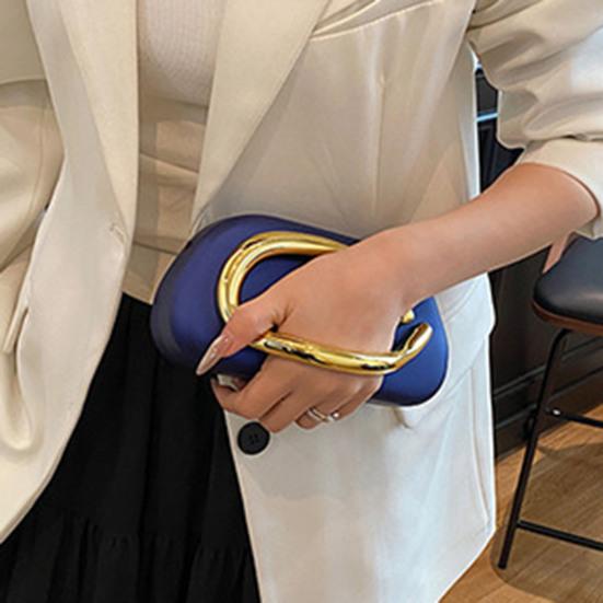 Geantă de mână tip clutch acrilic pentru femei, clutch rotund cu curea detașabilă, de seară