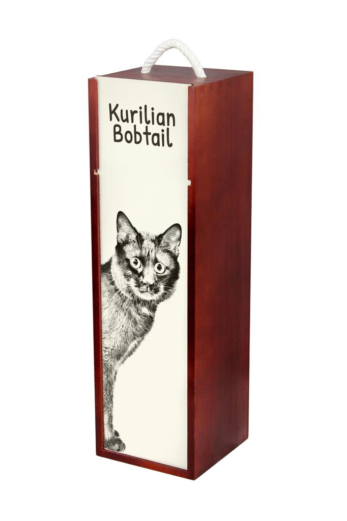 Kurilian bobtail – Wine box with a cat, alcohol box with graphics | Art-Dog