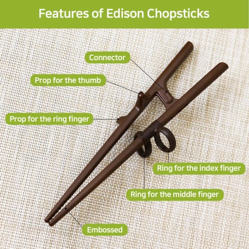 Edison Friends Left-Handed Training Chopsticks - Beginner's Helper, Brain Training, Easy Practice Chopsticks - Made in Korea