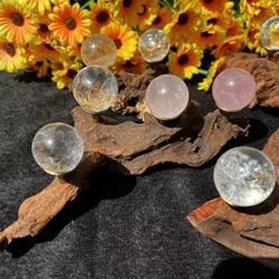 Natural Crystal Ball with Irregular Root Carving Base for Home or Office Decor