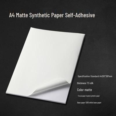 A4 i A3 Samoprzylepny Wodoodporny Matowy Papier Syntetyczny do Druku Laserowego, Odporny na Rozdarcie.