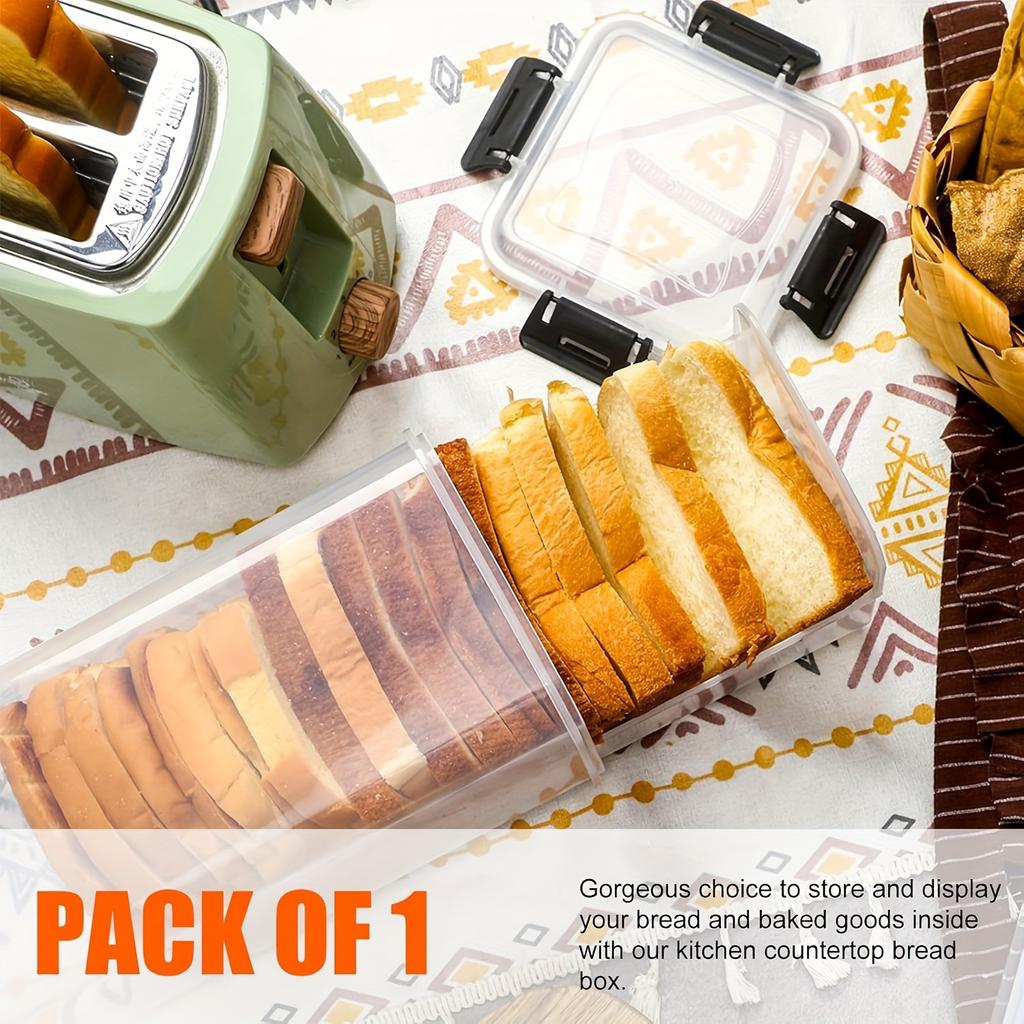 1pc Airtight Bread Box with Lid – Clear Plastic Food Storage Container with Inner Compartments, Reusable Rectangular Bread Keeper for Freshness