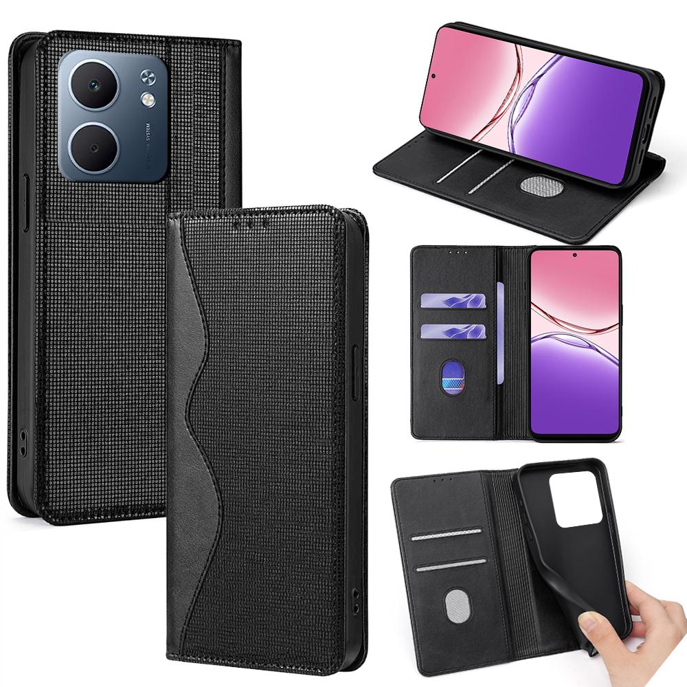 For Oppo A5x 5G Case Wave Shape RFID Blocking PU Leather Wallet Stand Phone Cover