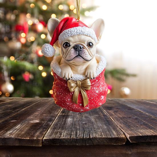 Vánoční ozdoby 3D buldok/želva vánoční stromek závěsné dekorace pro zimní sváteční párty domácí dekorace