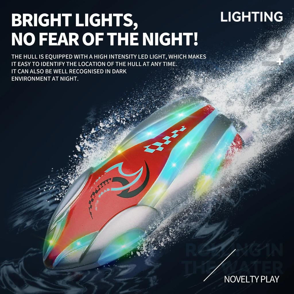 Mini Remote Controlled Boat Rc Stunt Boats 360 Degree Radio Remote Controlled Ship with Led Light Pool Water Toy Pool Toys Boys