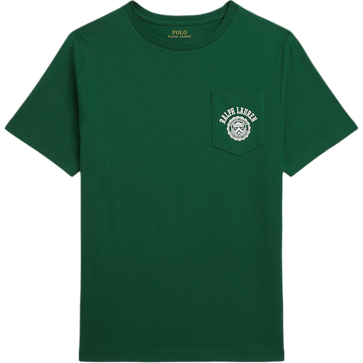 

Polo Ralph Lauren Хлопковый вязаный топ с логотипом, карманом на груди, круглым вырезом и короткими рукавами для детей 323979452-002 L