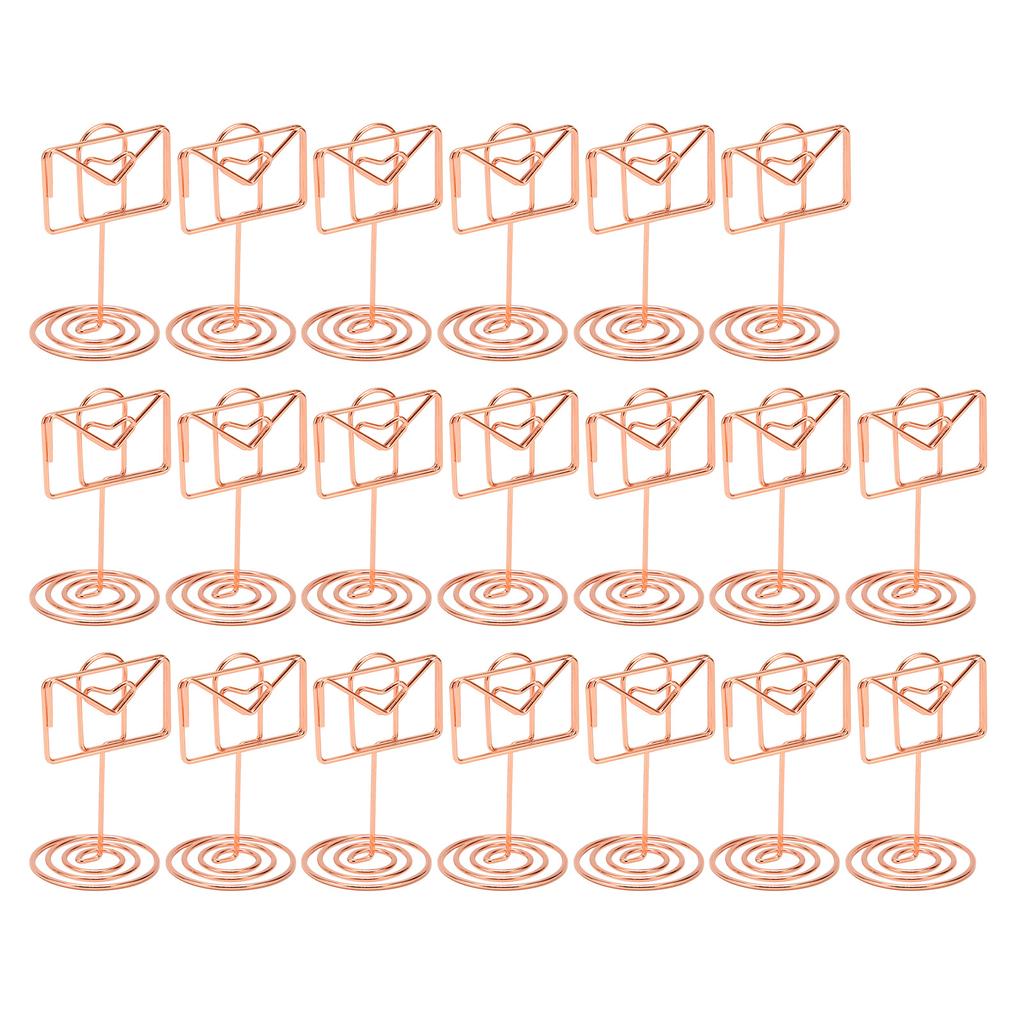 20 st Memoklämma Härlig Roséguld Liten Kuvertform Bordsnummerhållare Fotokortställ för Bröllop Kontor