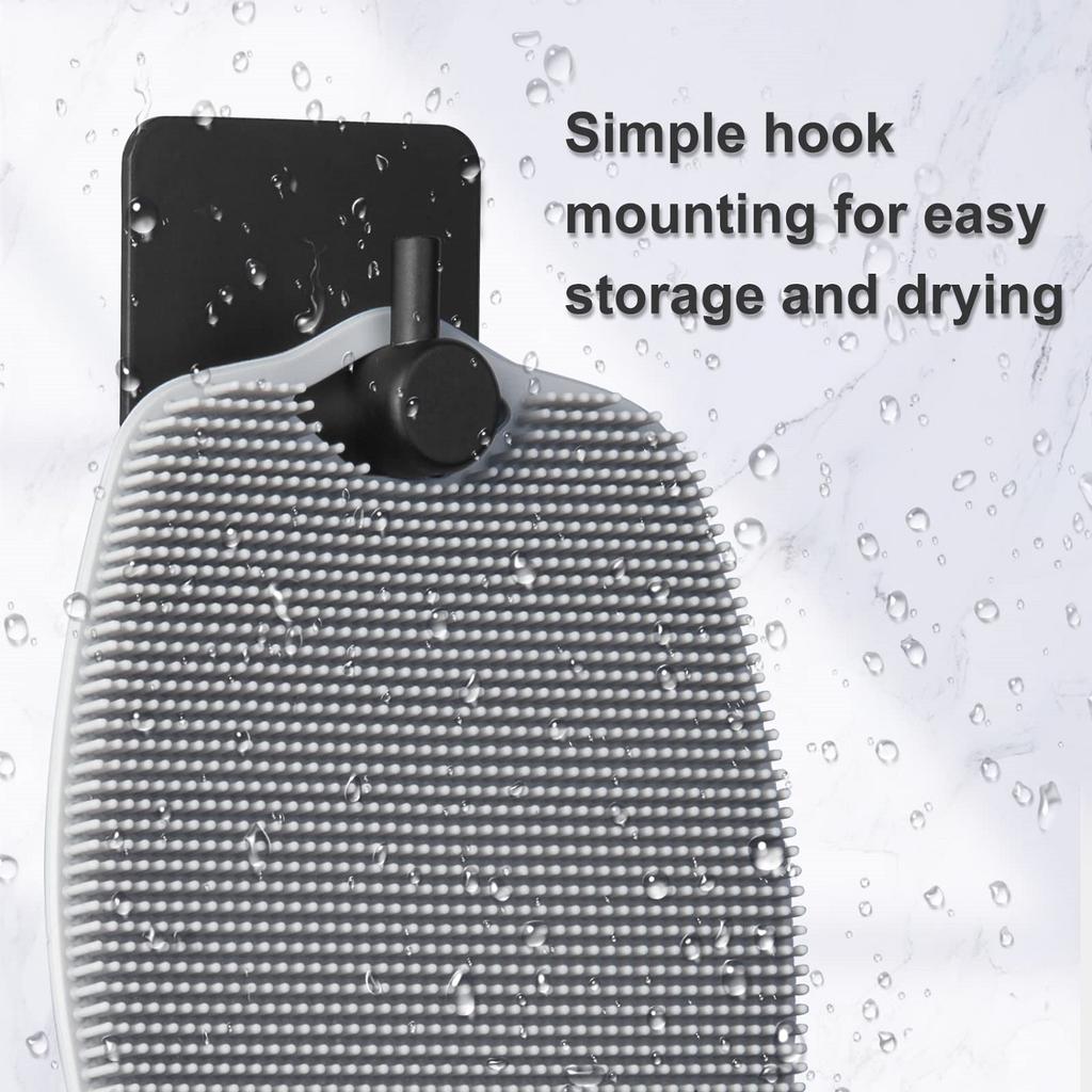 Exfoliating Silicone Brush Cleanser No Slip Handle Body Scrubber Clean Tools Bath Black Brush Massage Skin Bathroom Accessories