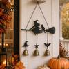 Holiday Party Supplies Halloween Witch Broom Wind Chime, Decorative Hanging Iron Chime Metal Bell for Indoor Outdoor Garden Patio Porch