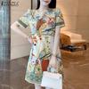 ZANZEA Frauen Casual O-Ausschnitt Kurzarm Sommer Print Kleid