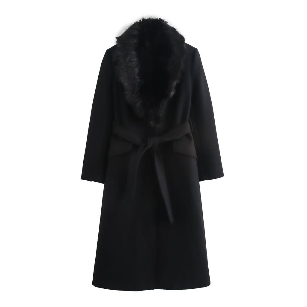 European and American style, new women's clothing, versatile, fashionable fur collar woolen coat 9225147
