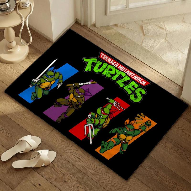 Anime N-Ninja Turtles Floor Mat Thickened Soft Flannel Mat Non-Slip Absorbent for Living Room Home Decor