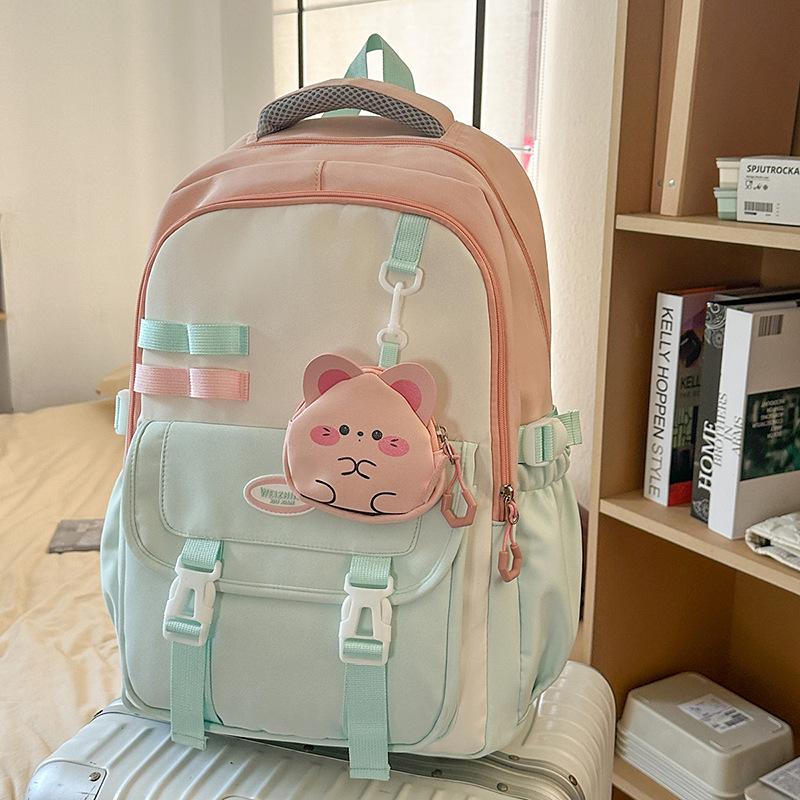 Schoolbag: Japanese soft milky healing style, fresh collegiate backpack, student, girl, weekend short trip backpack