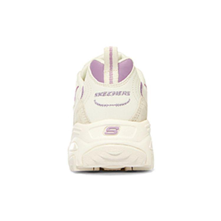 Skechers D'LITES Women Off White Purple Low Top Dad Shoes Synthetic Leather Split Leather Fabric Comfortable 896108-NTPR