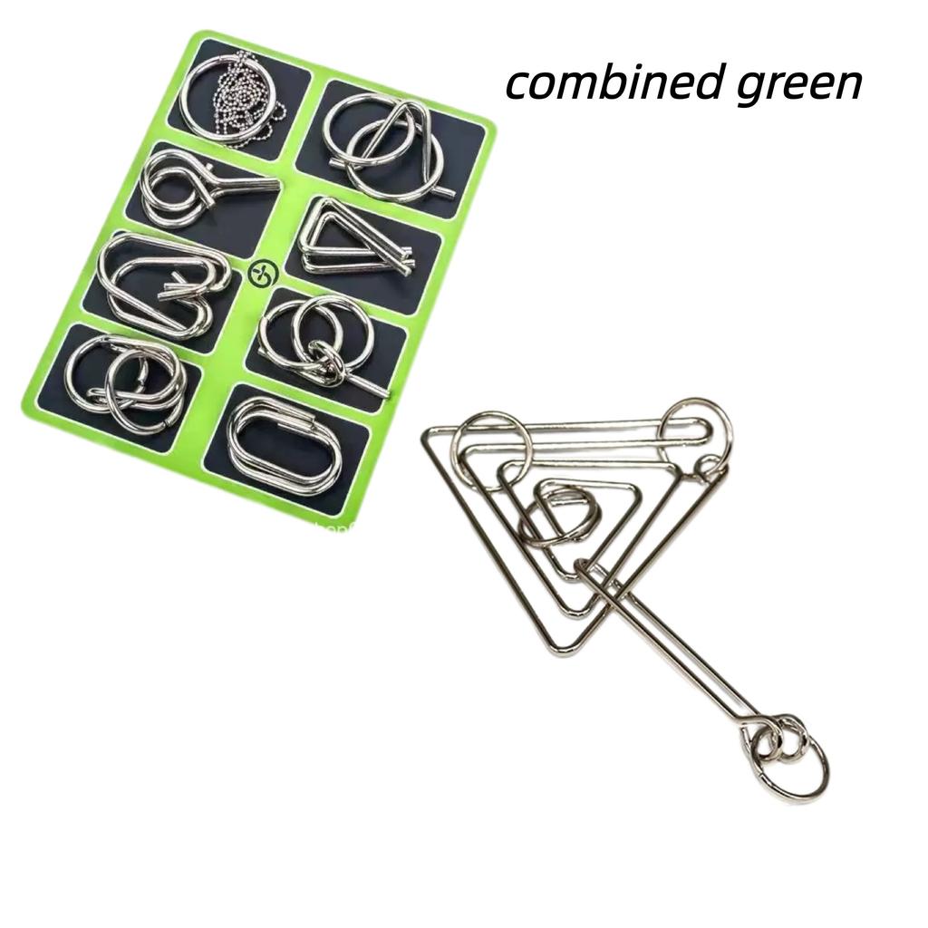 8Pcs/Set Metal Montessori Puzzle Wire IQ Mind Brain Teaser Puzzles Adults Interactive Game Reliever Educational Toys