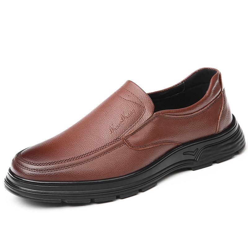 

Первый слой коровьей кожи мужская обувь осень новая мужская мода тренд деловое платье повседневные удобные кожаные туфли 44 коричневый