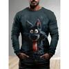 Herren 3D-Druck Crew-Neck Langarm-T-Shirt