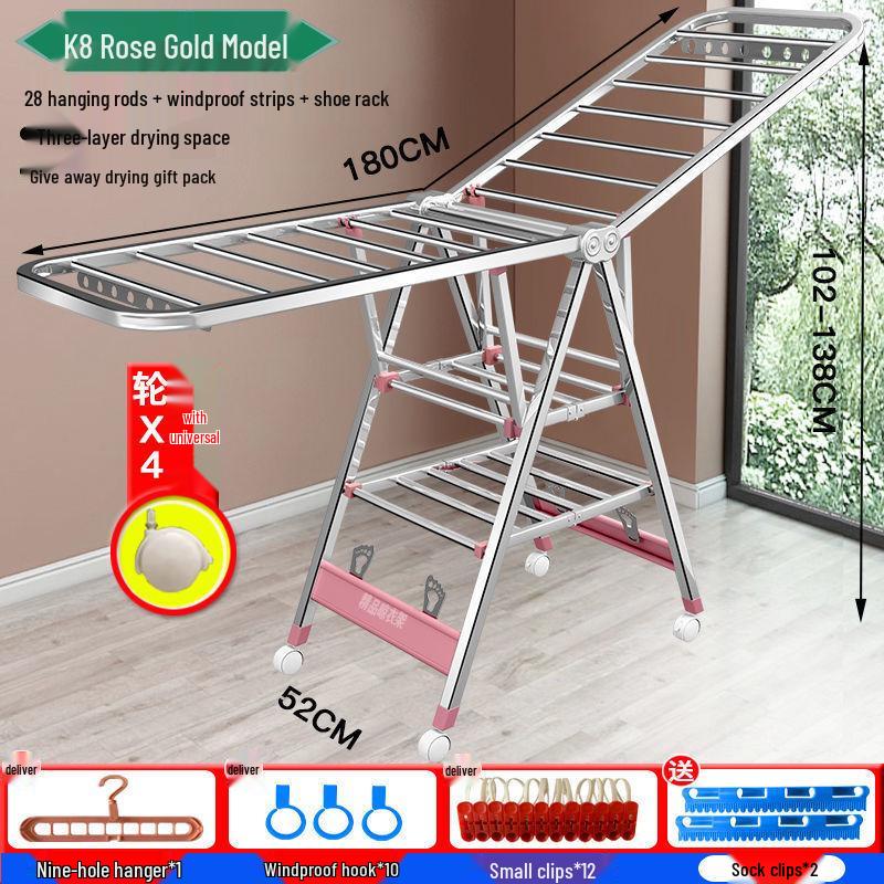 Foldable Stainless Steel Clothes Rack for Indoor/Outdoor Use